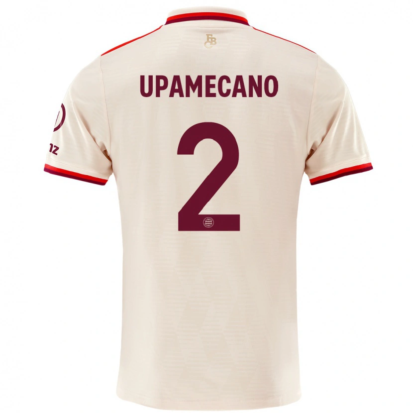 Danxen Mujer Camiseta Dayot Upamecano #2 Lino Equipación Tercera 2024/25 La Camisa