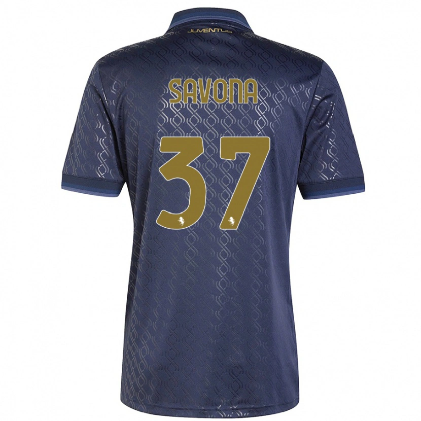 Danxen Mujer Camiseta Nicolò Savona #37 Azul Marino Equipación Tercera 2024/25 La Camisa