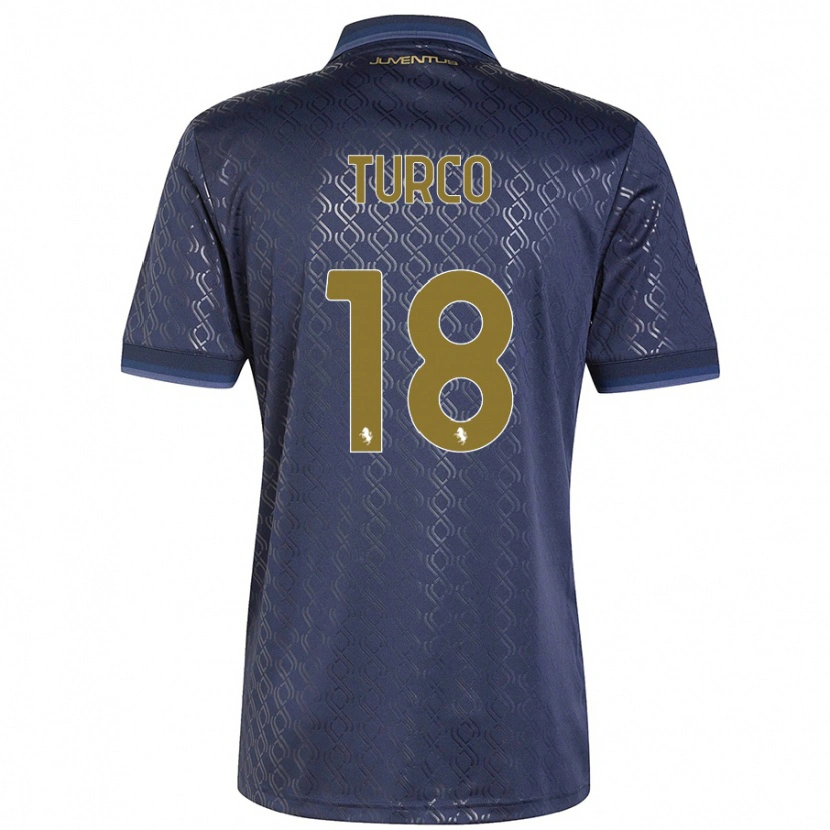 Danxen Mujer Camiseta Nicolo Turco #18 Azul Marino Equipación Tercera 2024/25 La Camisa