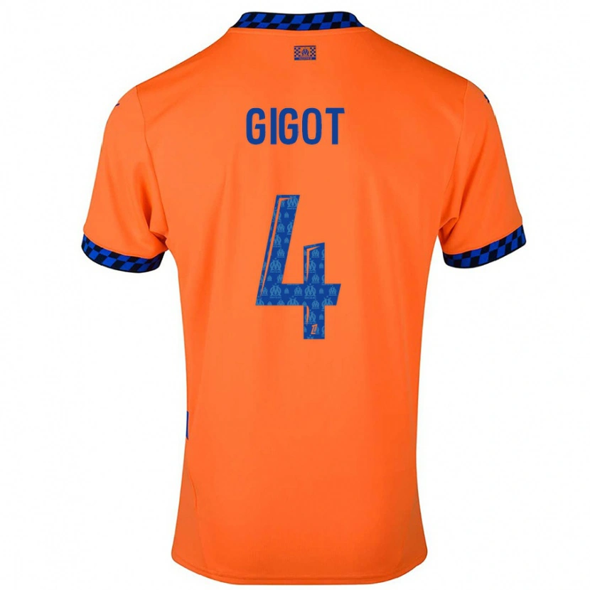 Danxen Mujer Camiseta Samuel Gigot #4 Naranja Azul Oscuro Equipación Tercera 2024/25 La Camisa