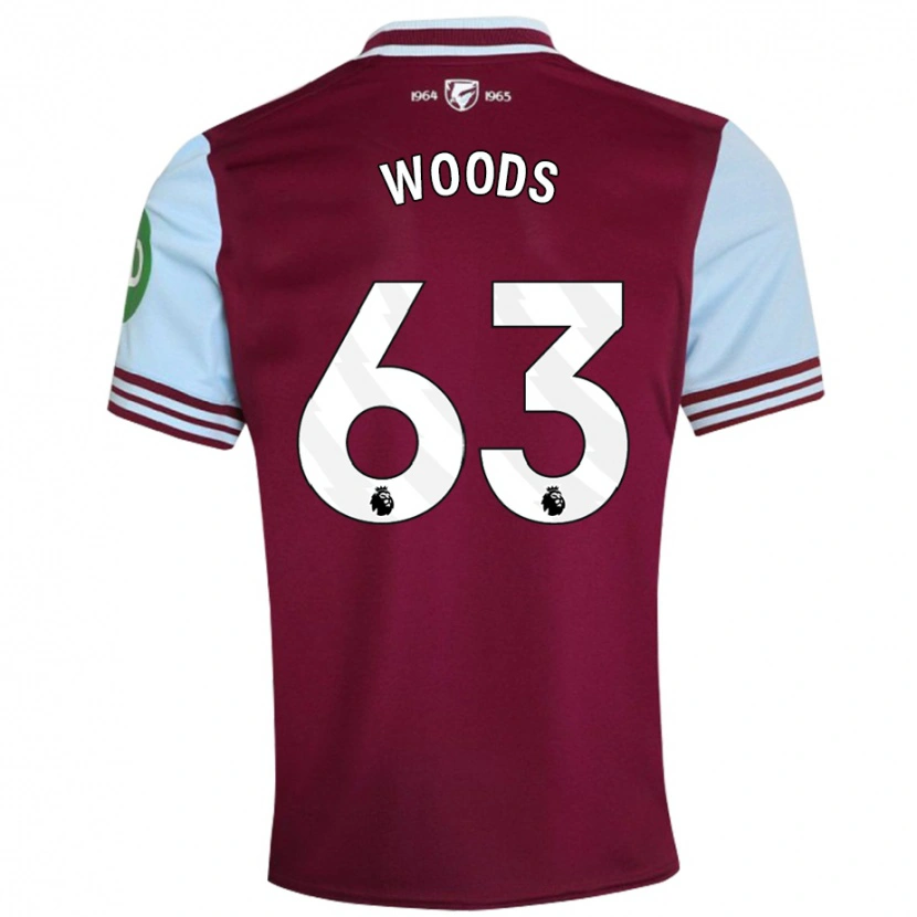 Danxen Niño Camiseta Archie Woods #63 Rojo Oscuro 1ª Equipación 2024/25 La Camisa