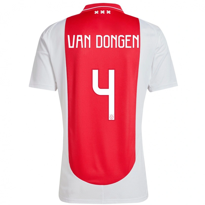 Danxen Niño Camiseta Bram Van Dongen #4 Rojo Blanco 1ª Equipación 2024/25 La Camisa