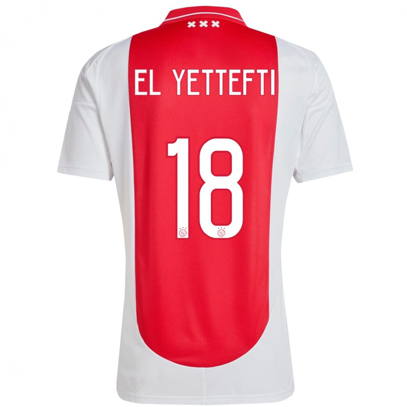 Danxen Niño Camiseta Adil Amghar El Yettefti #18 Rojo Blanco 1ª Equipación 2024/25 La Camisa
