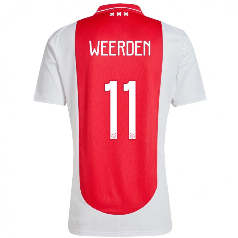Danxen Niño Camiseta Ashleigh Weerden #11 Rojo Blanco 1ª Equipación 2024/25 La Camisa