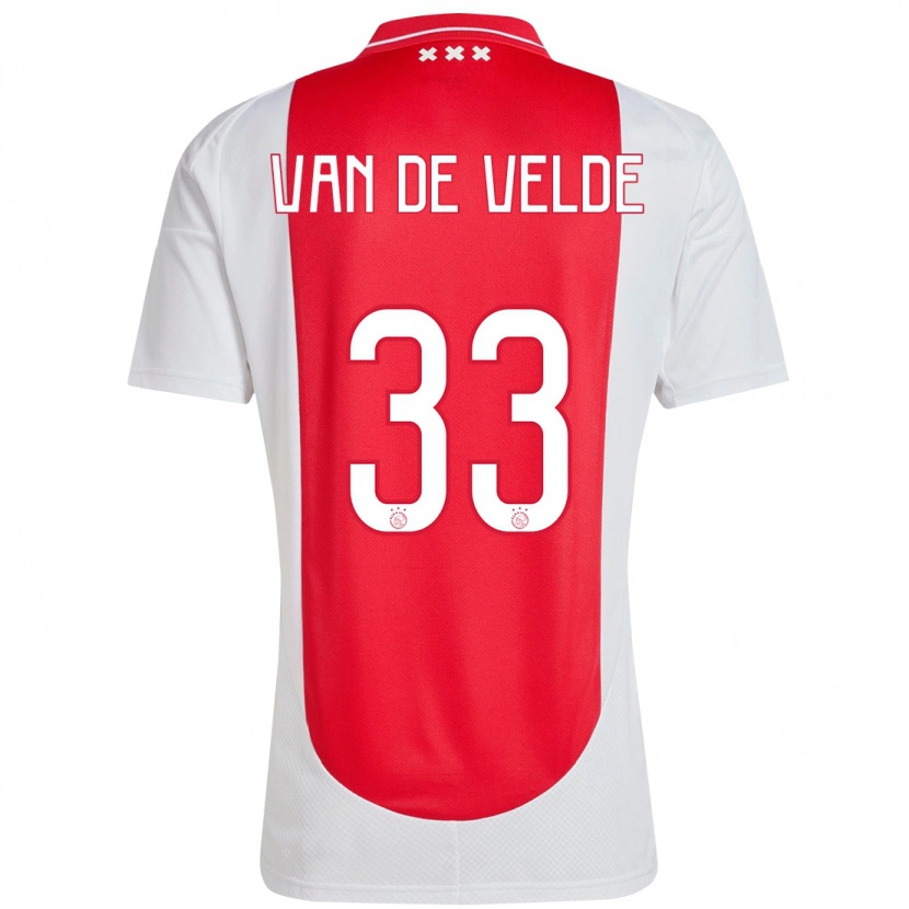 Danxen Niño Camiseta Jonna Van De Velde #33 Rojo Blanco 1ª Equipación 2024/25 La Camisa