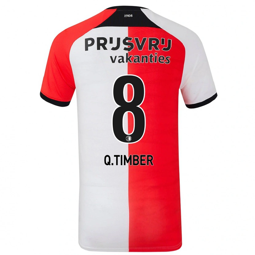 Danxen Niño Camiseta Quinten Timber #8 Rojo Blanco 1ª Equipación 2024/25 La Camisa