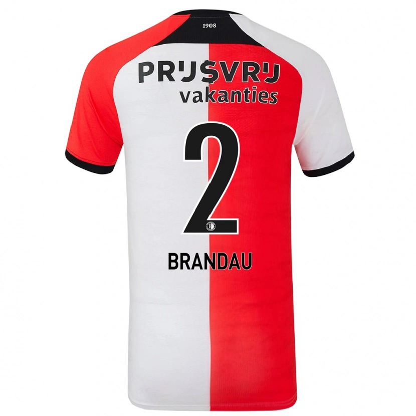 Danxen Niño Camiseta Justine Brandau #2 Rojo Blanco 1ª Equipación 2024/25 La Camisa
