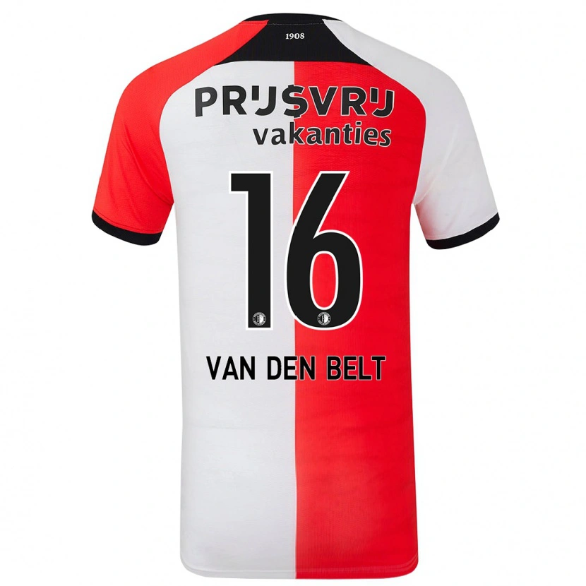 Danxen Niño Camiseta Thomas Van Den Belt #16 Rojo Blanco 1ª Equipación 2024/25 La Camisa