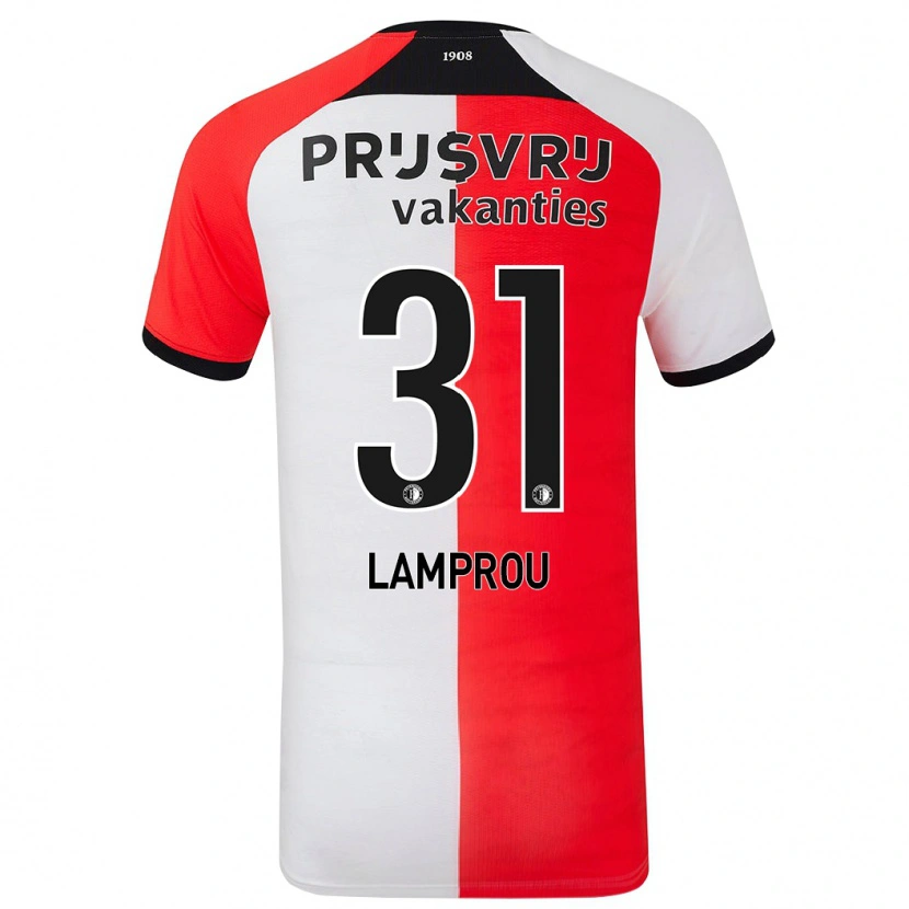 Danxen Niño Camiseta Kostas Lamprou #31 Rojo Blanco 1ª Equipación 2024/25 La Camisa