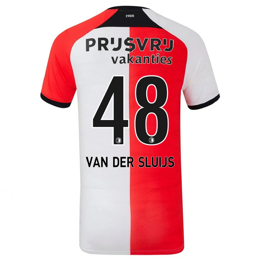 Danxen Niño Camiseta Joep Van Der Sluijs #48 Rojo Blanco 1ª Equipación 2024/25 La Camisa