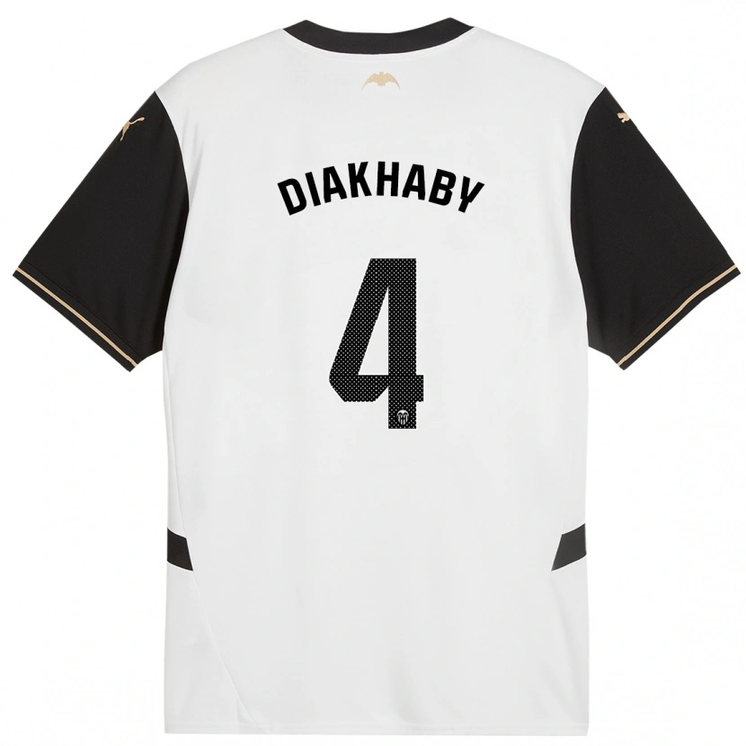 Danxen Niño Camiseta Mouctar Diakhaby #4 Blanco Negro 1ª Equipación 2024/25 La Camisa