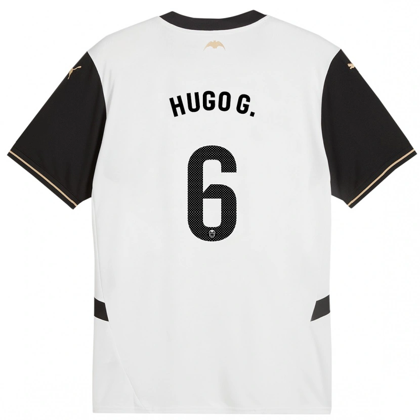 Danxen Niño Camiseta Hugo Guillamón #6 Blanco Negro 1ª Equipación 2024/25 La Camisa
