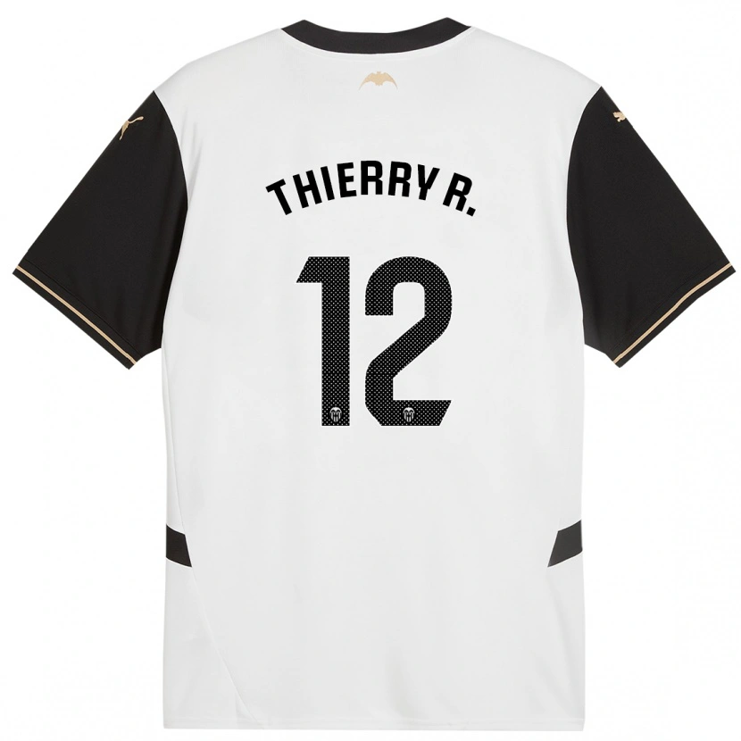 Danxen Niño Camiseta Thierry Correia #12 Blanco Negro 1ª Equipación 2024/25 La Camisa