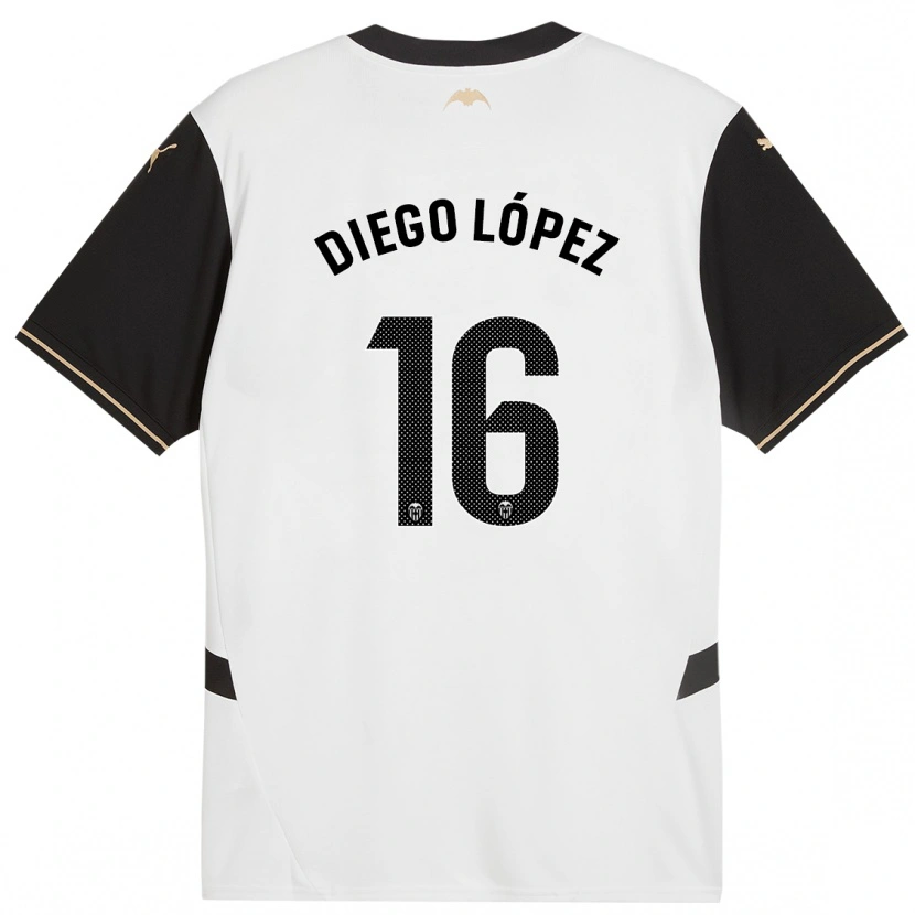 Danxen Niño Camiseta Diego López #16 Blanco Negro 1ª Equipación 2024/25 La Camisa
