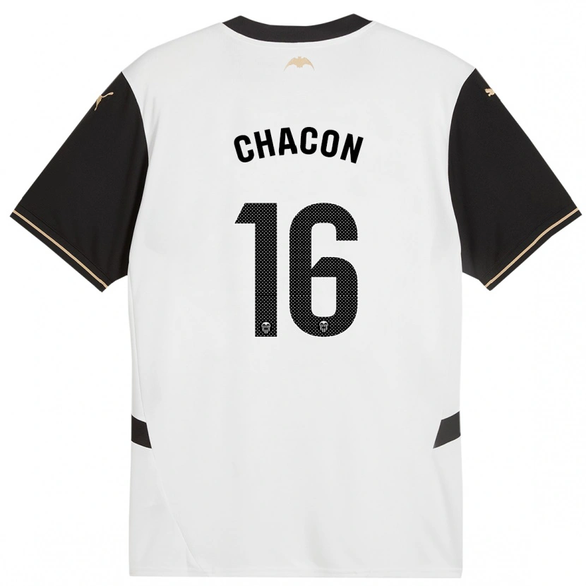 Danxen Niño Camiseta Ivonne Chacón #16 Blanco Negro 1ª Equipación 2024/25 La Camisa