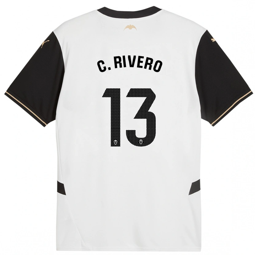 Danxen Niño Camiseta Cristian Rivero #13 Blanco Negro 1ª Equipación 2024/25 La Camisa