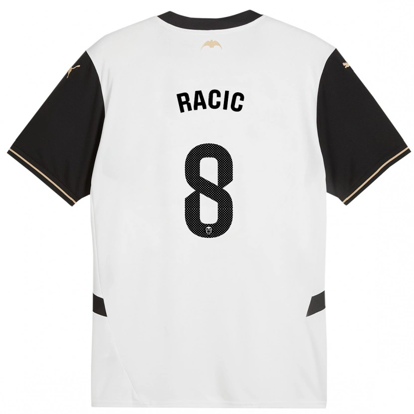 Danxen Niño Camiseta Uros Racic #8 Blanco Negro 1ª Equipación 2024/25 La Camisa