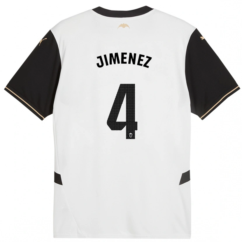 Danxen Niño Camiseta Maria Jimenez #4 Blanco Negro 1ª Equipación 2024/25 La Camisa