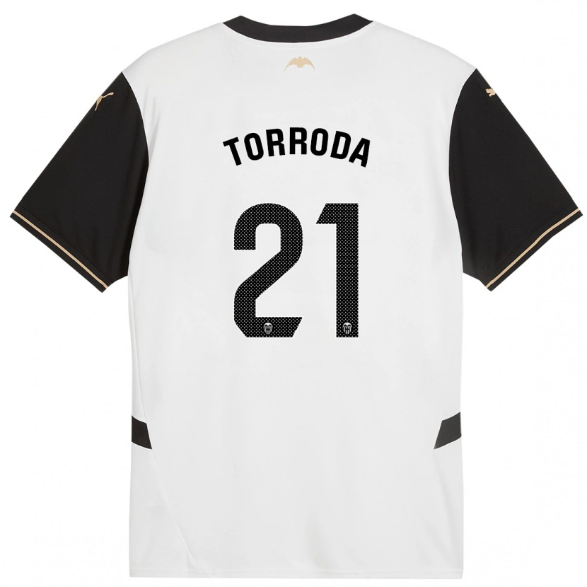 Danxen Niño Camiseta Anna Torroda #21 Blanco Negro 1ª Equipación 2024/25 La Camisa