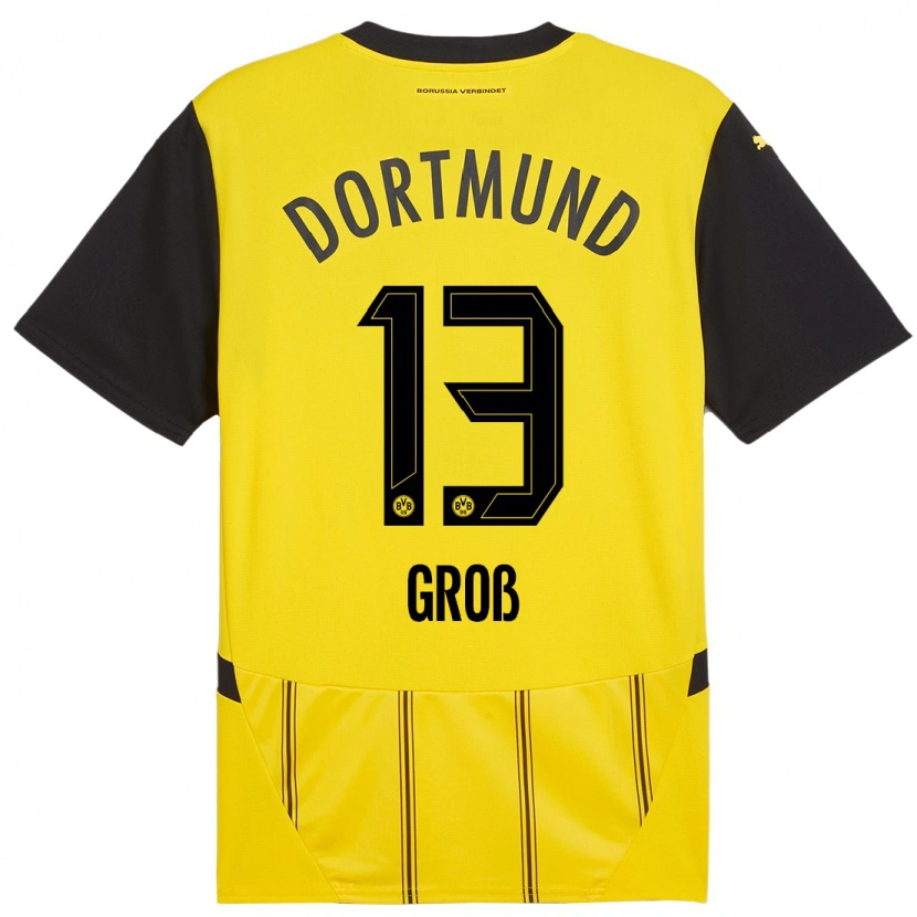 Danxen Niño Camiseta Pascal Groß #13 Amarillo Negro 1ª Equipación 2024/25 La Camisa
