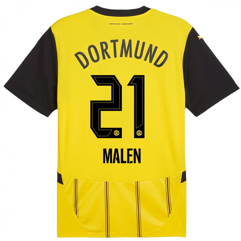 Danxen Niño Camiseta Donyell Malen #21 Amarillo Negro 1ª Equipación 2024/25 La Camisa