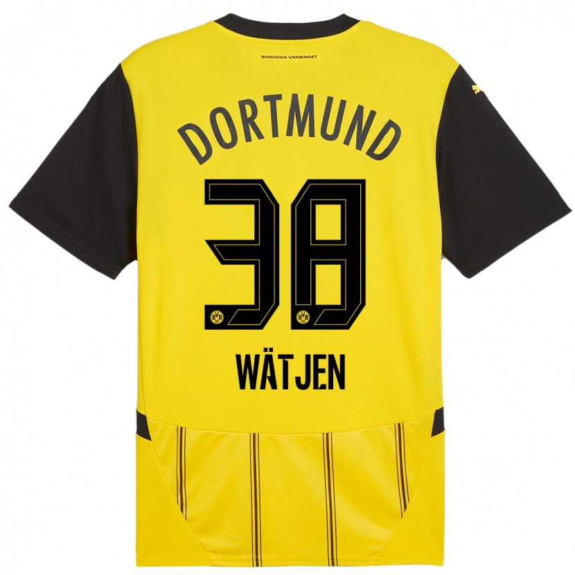 Danxen Niño Camiseta Kjell Wätjen #38 Amarillo Negro 1ª Equipación 2024/25 La Camisa