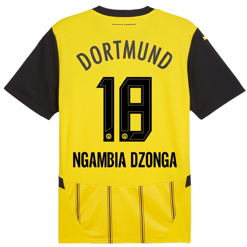 Danxen Niño Camiseta Diego Ngambia #18 Amarillo Negro 1ª Equipación 2024/25 La Camisa