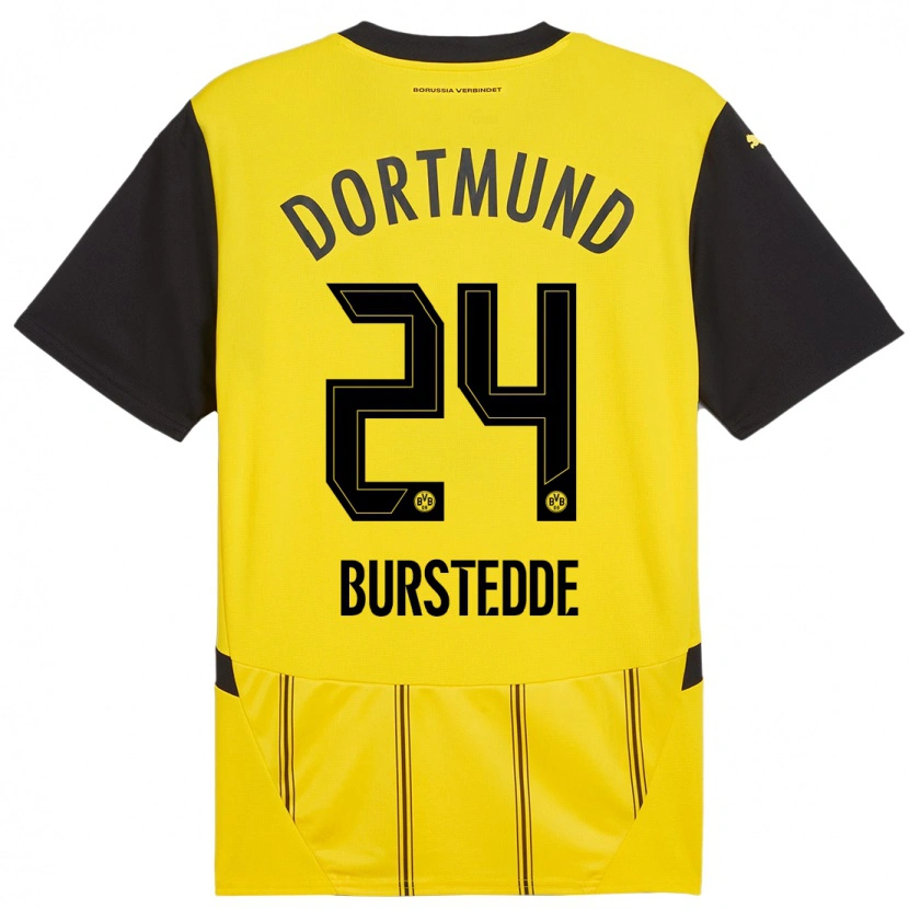 Danxen Niño Camiseta Joshua Burstedde #24 Amarillo Negro 1ª Equipación 2024/25 La Camisa