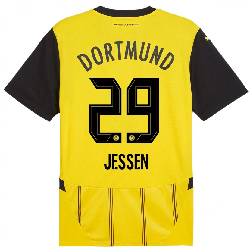 Danxen Niño Camiseta Niklas Jessen #29 Amarillo Negro 1ª Equipación 2024/25 La Camisa