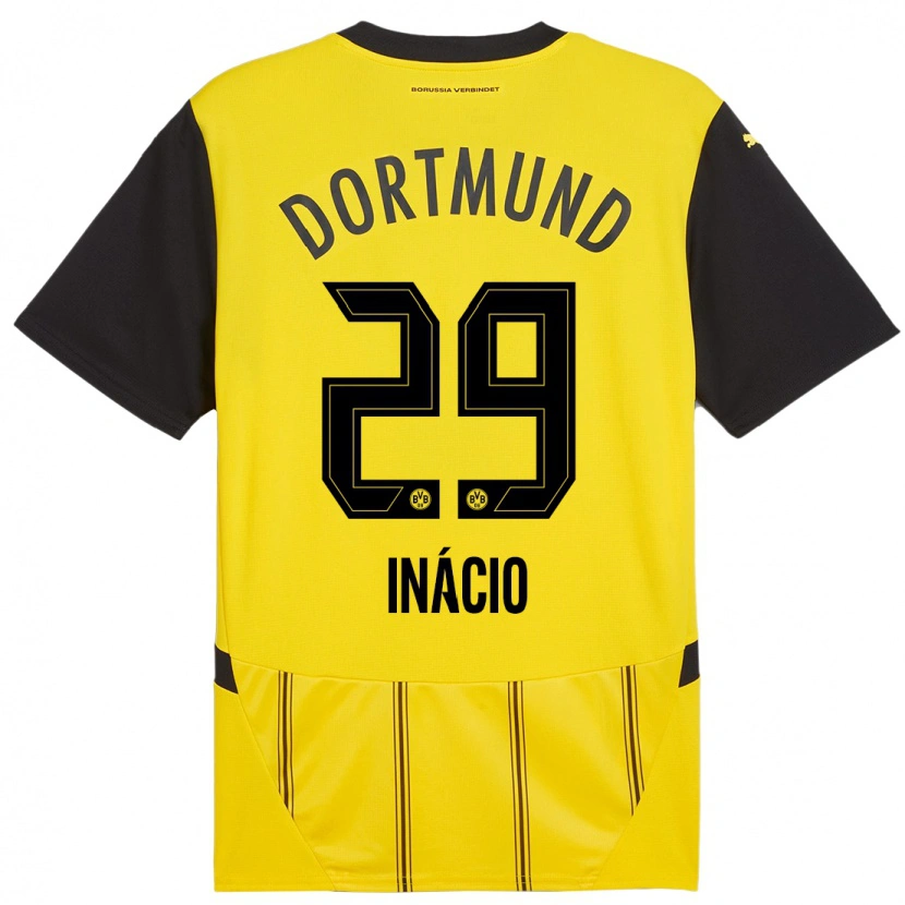 Danxen Niño Camiseta Samuele Inácio #29 Amarillo Negro 1ª Equipación 2024/25 La Camisa