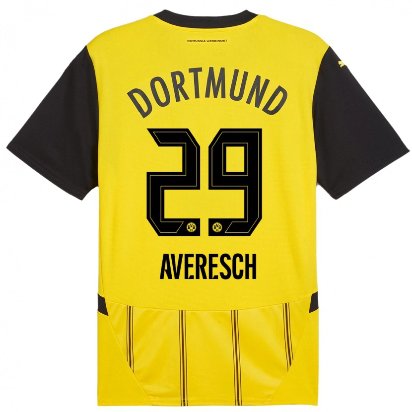 Danxen Niño Camiseta Noah Averesch #29 Amarillo Negro 1ª Equipación 2024/25 La Camisa