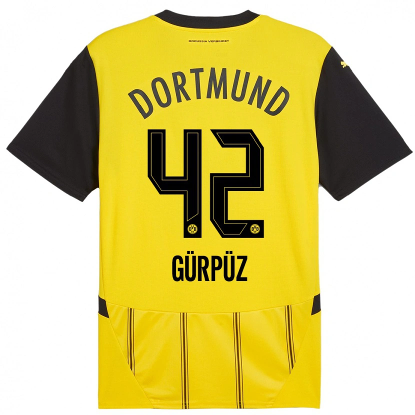 Danxen Niño Camiseta Goktan Gurpuz #42 Amarillo Negro 1ª Equipación 2024/25 La Camisa