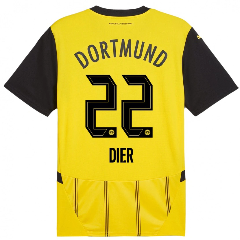 Danxen Niño Camiseta Henrik Dier #22 Amarillo Negro 1ª Equipación 2024/25 La Camisa