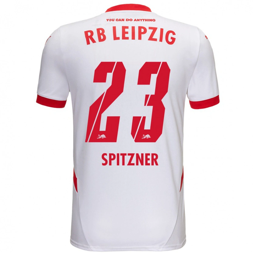 Danxen Niño Camiseta Kyra Spitzner #23 Blanco Rojo 1ª Equipación 2024/25 La Camisa