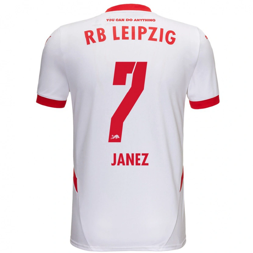 Danxen Niño Camiseta Korina Lara Janež #7 Blanco Rojo 1ª Equipación 2024/25 La Camisa