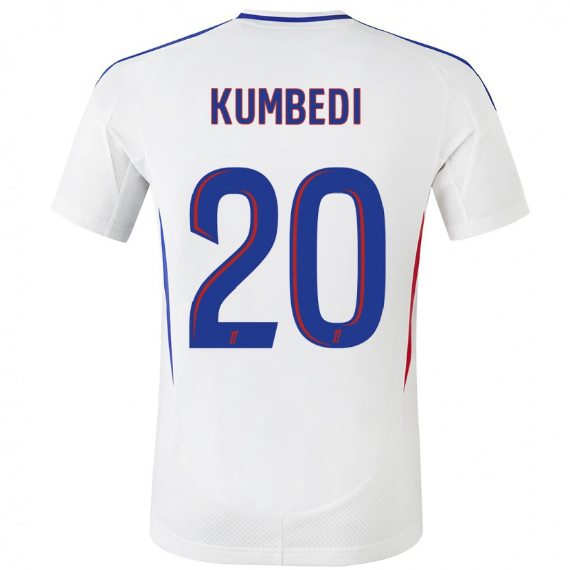 Danxen Niño Camiseta Saël Kumbedi #20 Blanco Azul 1ª Equipación 2024/25 La Camisa