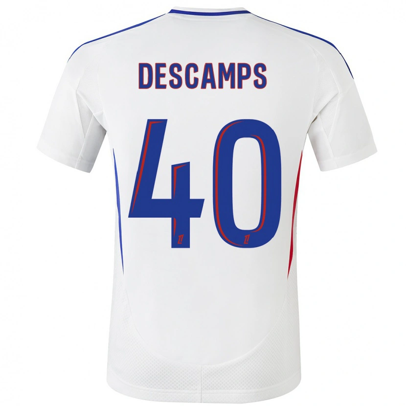 Danxen Niño Camiseta Rémy Descamps #40 Blanco Azul 1ª Equipación 2024/25 La Camisa