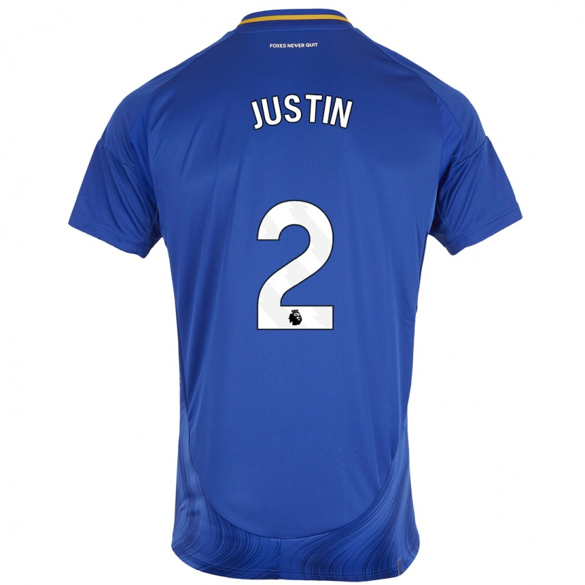 Danxen Niño Camiseta James Justin #2 Azul Blanco 1ª Equipación 2024/25 La Camisa