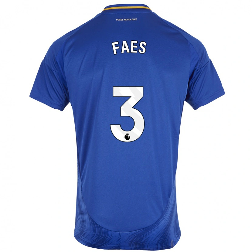 Danxen Niño Camiseta Wout Faes #3 Azul Blanco 1ª Equipación 2024/25 La Camisa