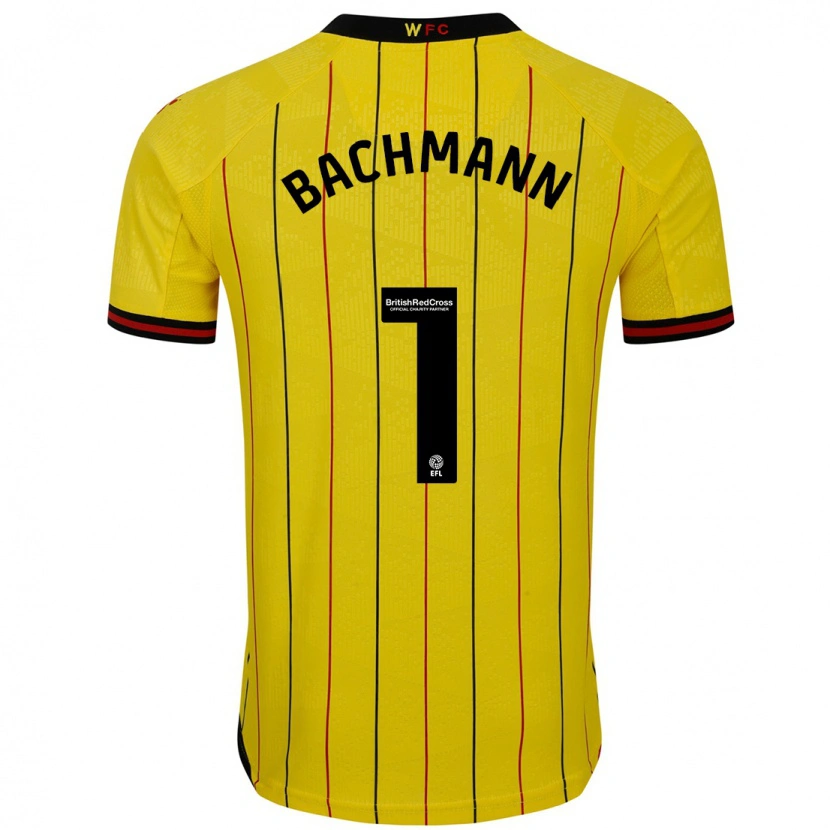 Danxen Niño Camiseta Daniel Bachmann #1 Amarillo Negro 1ª Equipación 2024/25 La Camisa