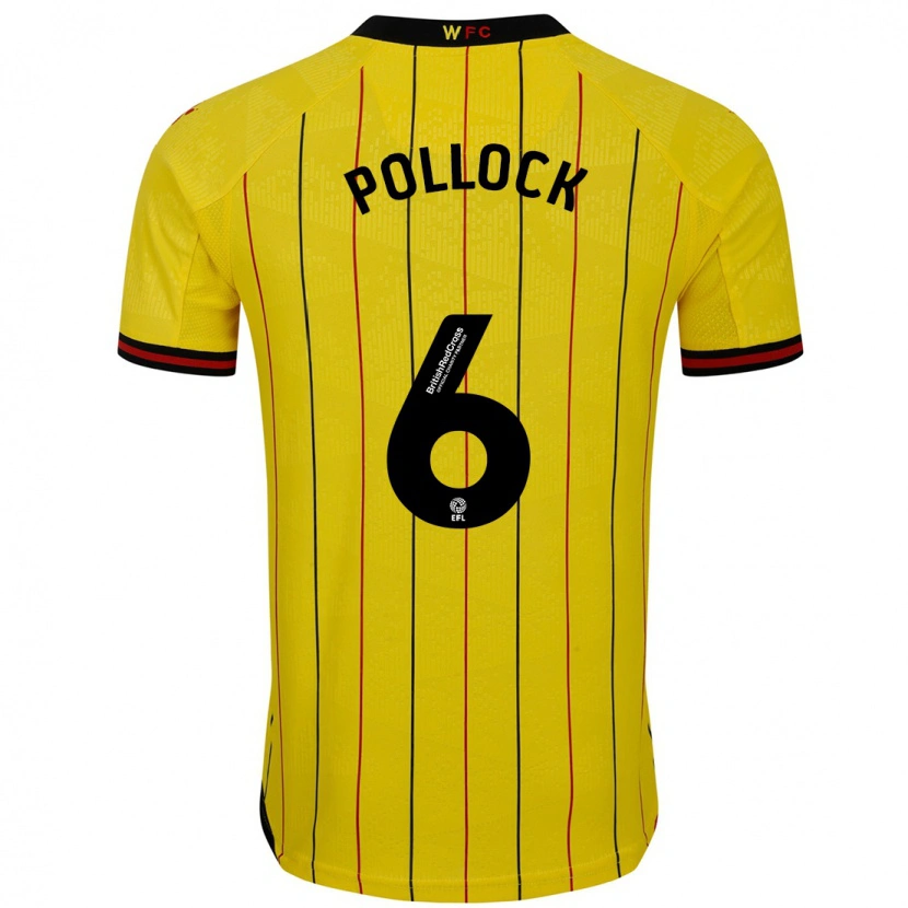 Danxen Niño Camiseta Mattie Pollock #6 Amarillo Negro 1ª Equipación 2024/25 La Camisa