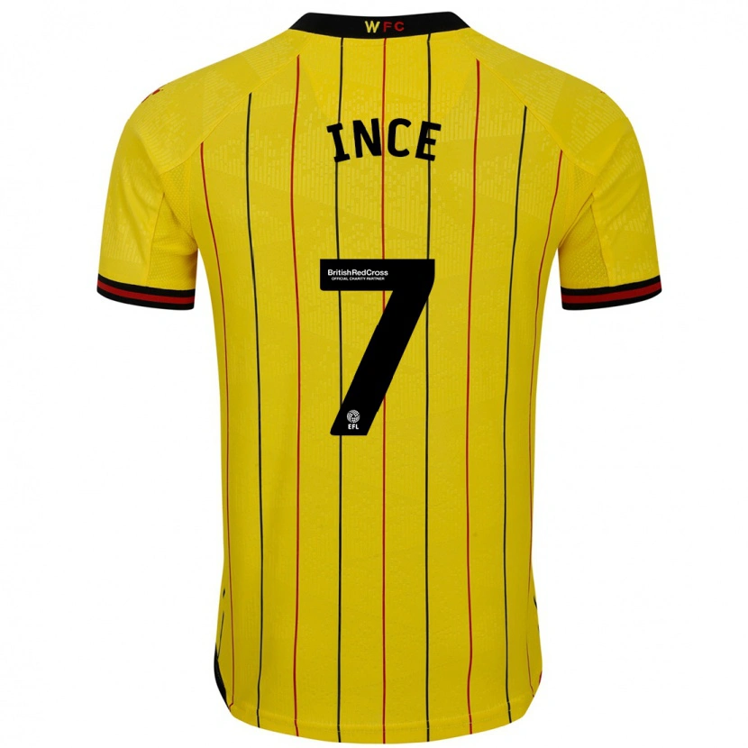 Danxen Niño Camiseta Tom Ince #7 Amarillo Negro 1ª Equipación 2024/25 La Camisa