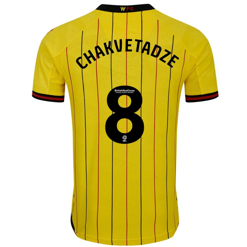 Danxen Niño Camiseta Giorgi Chakvetadze #8 Amarillo Negro 1ª Equipación 2024/25 La Camisa
