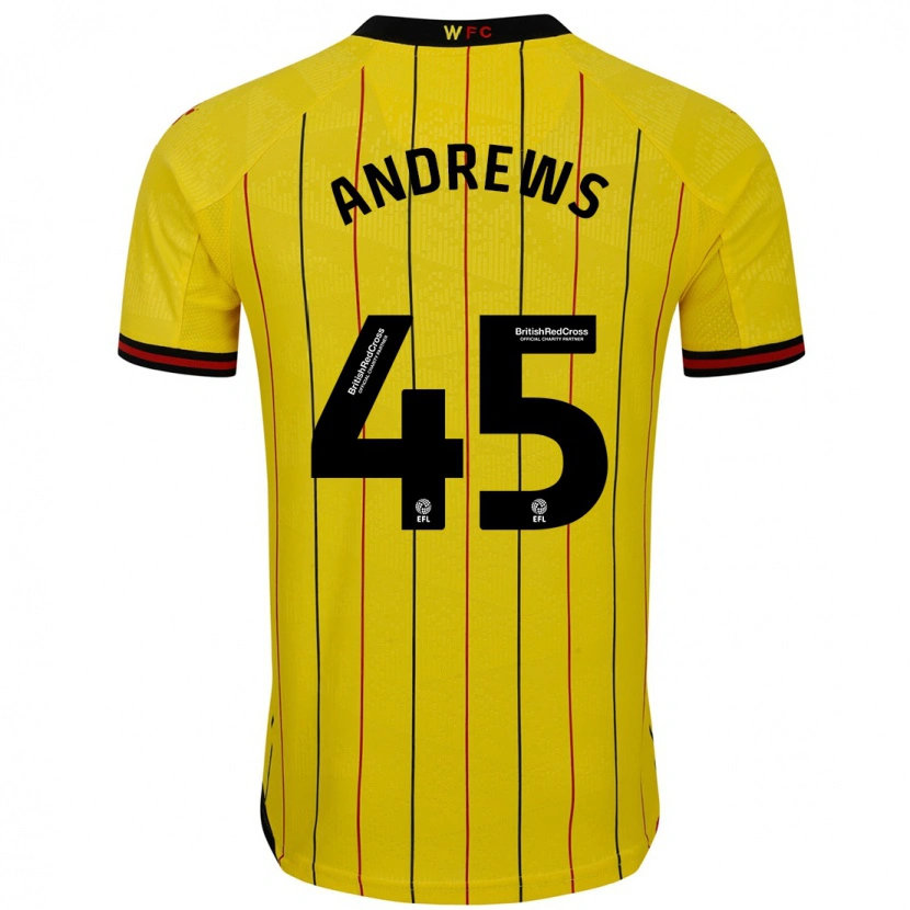 Danxen Niño Camiseta Ryan Andrews #45 Amarillo Negro 1ª Equipación 2024/25 La Camisa