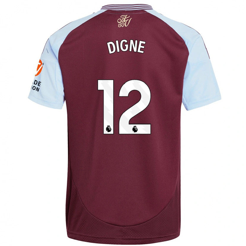 Danxen Niño Camiseta Lucas Digne #12 Borgoña Azul Cielo 1ª Equipación 2024/25 La Camisa