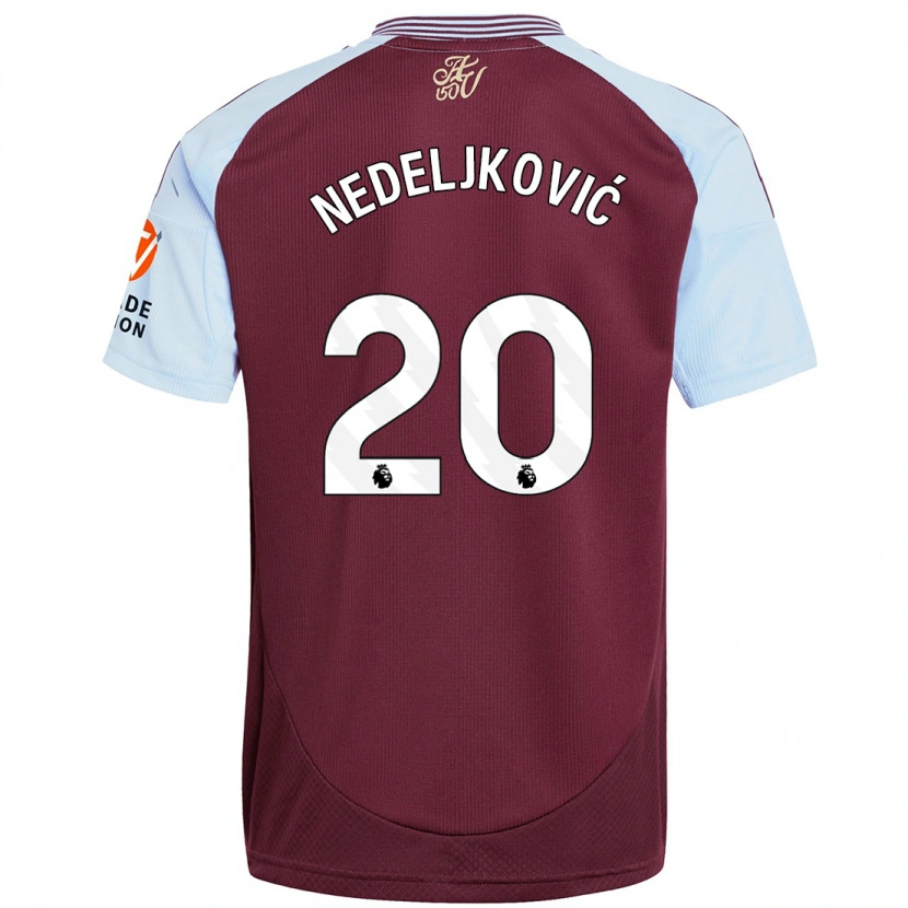 Danxen Niño Camiseta Kosta Nedeljkovic #20 Borgoña Azul Cielo 1ª Equipación 2024/25 La Camisa