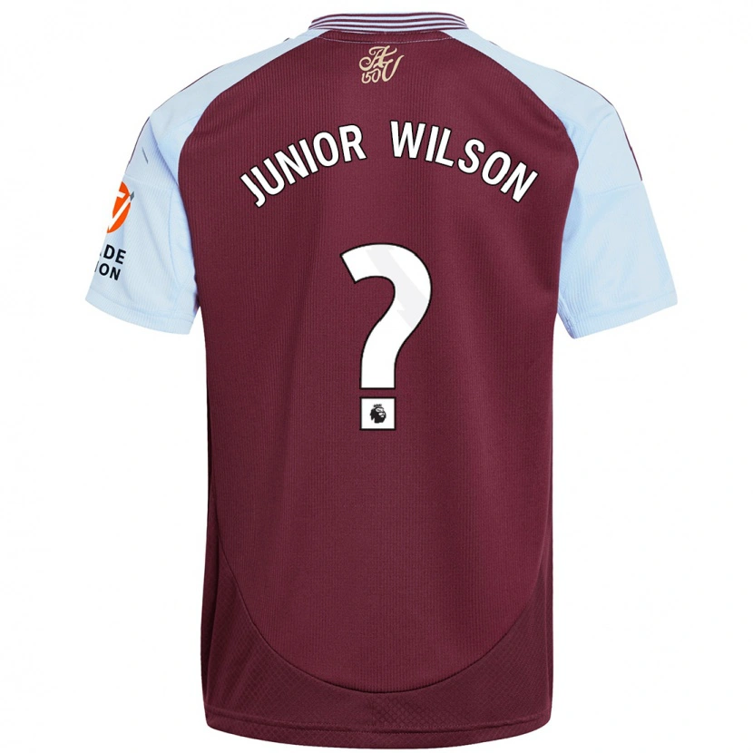 Danxen Niño Camiseta Junior Wilson #0 Borgoña Azul Cielo 1ª Equipación 2024/25 La Camisa