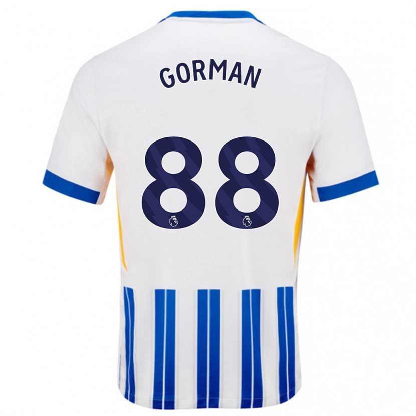 Danxen Niño Camiseta Ronnie Gorman #88 Blanco Azul Rayas 1ª Equipación 2024/25 La Camisa