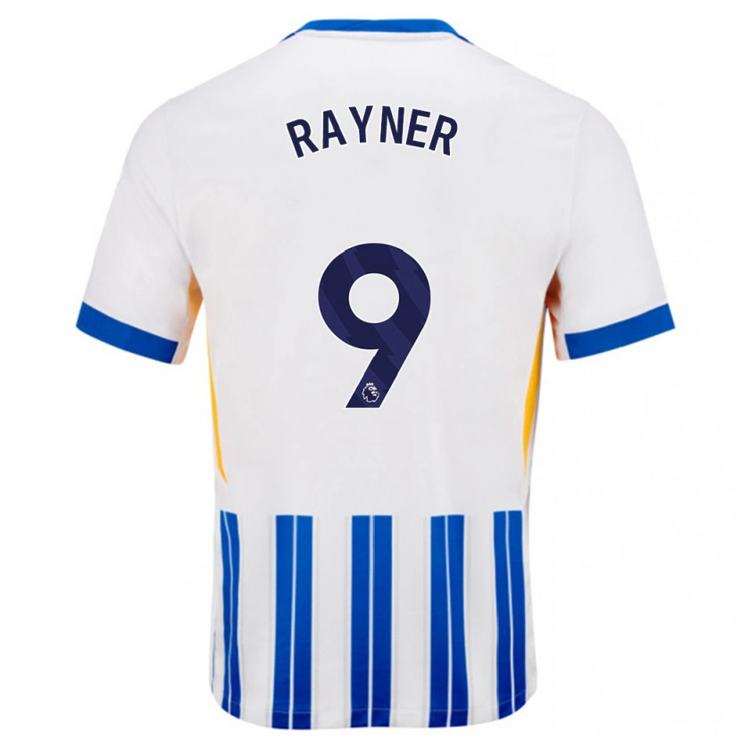 Danxen Niño Camiseta Rebecca Rayner #9 Blanco Azul Rayas 1ª Equipación 2024/25 La Camisa