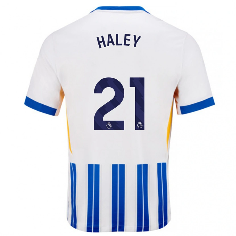 Danxen Niño Camiseta Madison Haley #21 Blanco Azul Rayas 1ª Equipación 2024/25 La Camisa